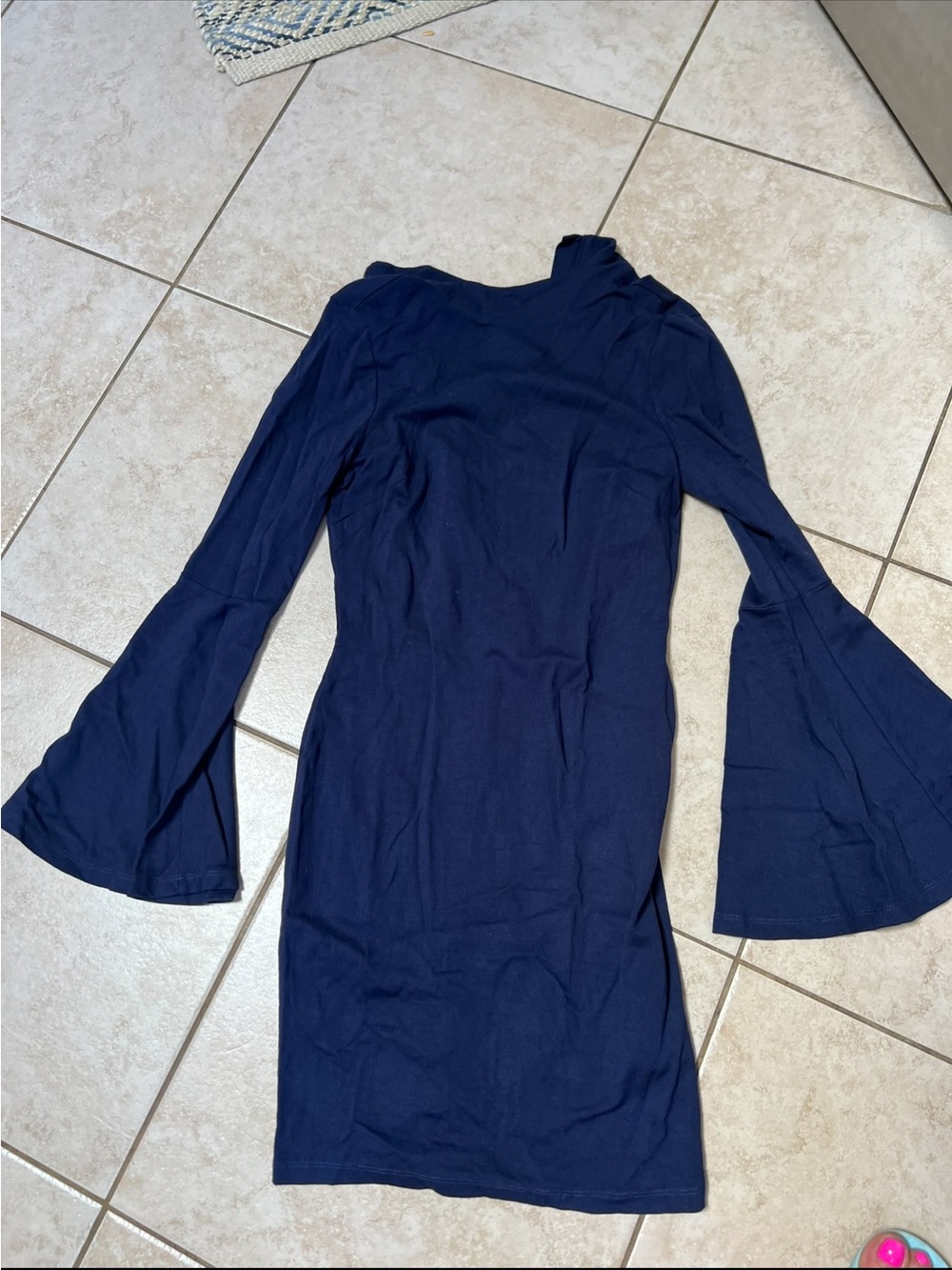 VENUS Navy Bell-Sleeve Bodycon Dress - Women